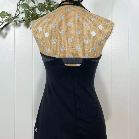Lululemon Namaste Ruched Bodice Halter Tank ~ Black/Gray - Picture 2 of 2
